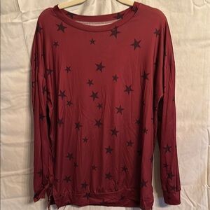 Starry Red Long Sleeve Top